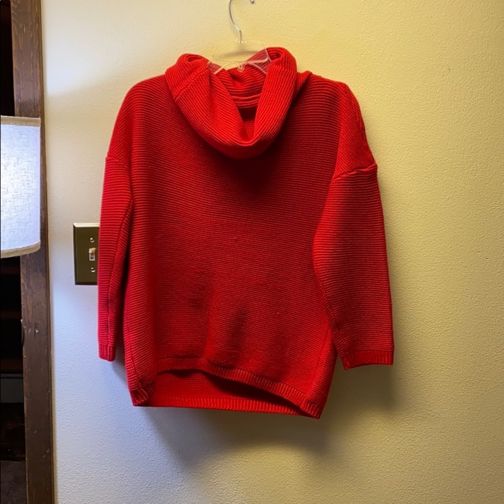Chunky cowl neck red sweater